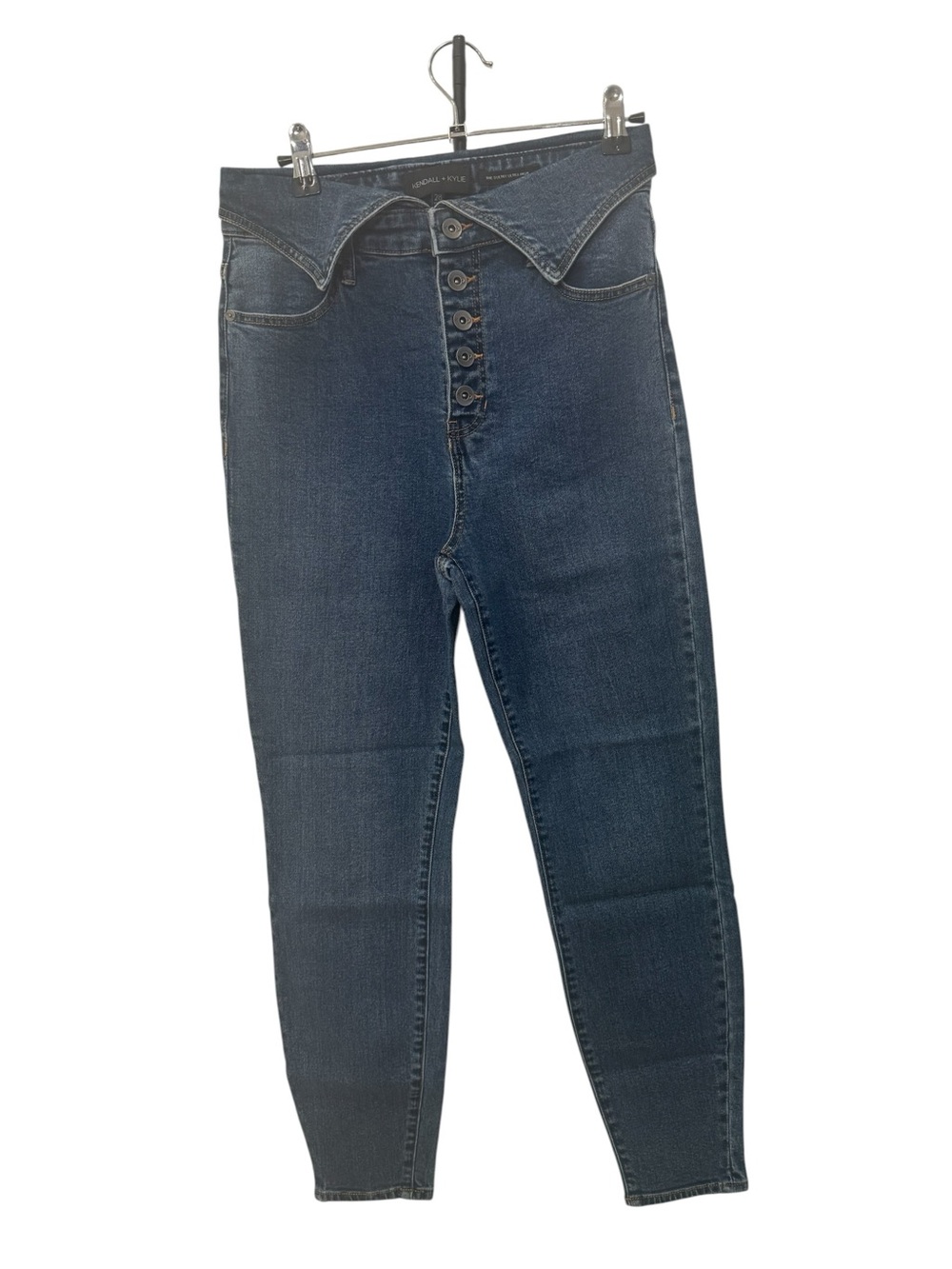 Kendall & Kylie skinny jeans featuring a fold-over waistband button fly size 28